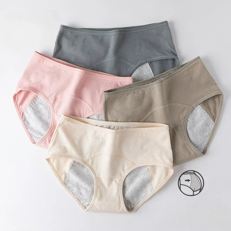 Cotton Panties for Menstruation Menstrual Briefs Rise Type Period Underwear Culottes Menstruelles Femme Bragas Menstruales