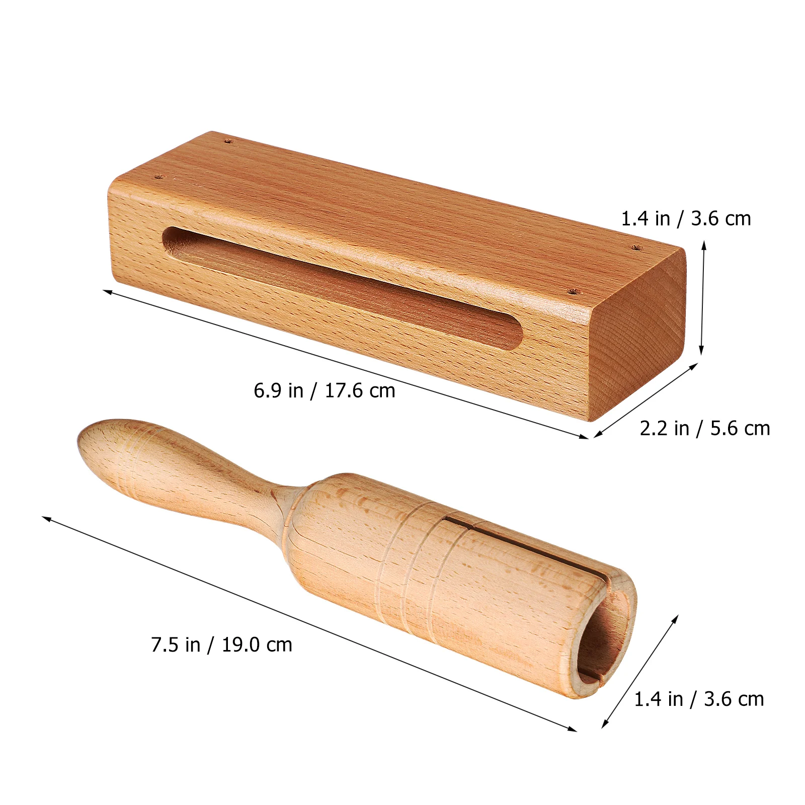 2 sets Orff-instrument Houten instrumenten Blok Handblokken Muziekspeelgoed Ritme met percussie Enkele toon Major