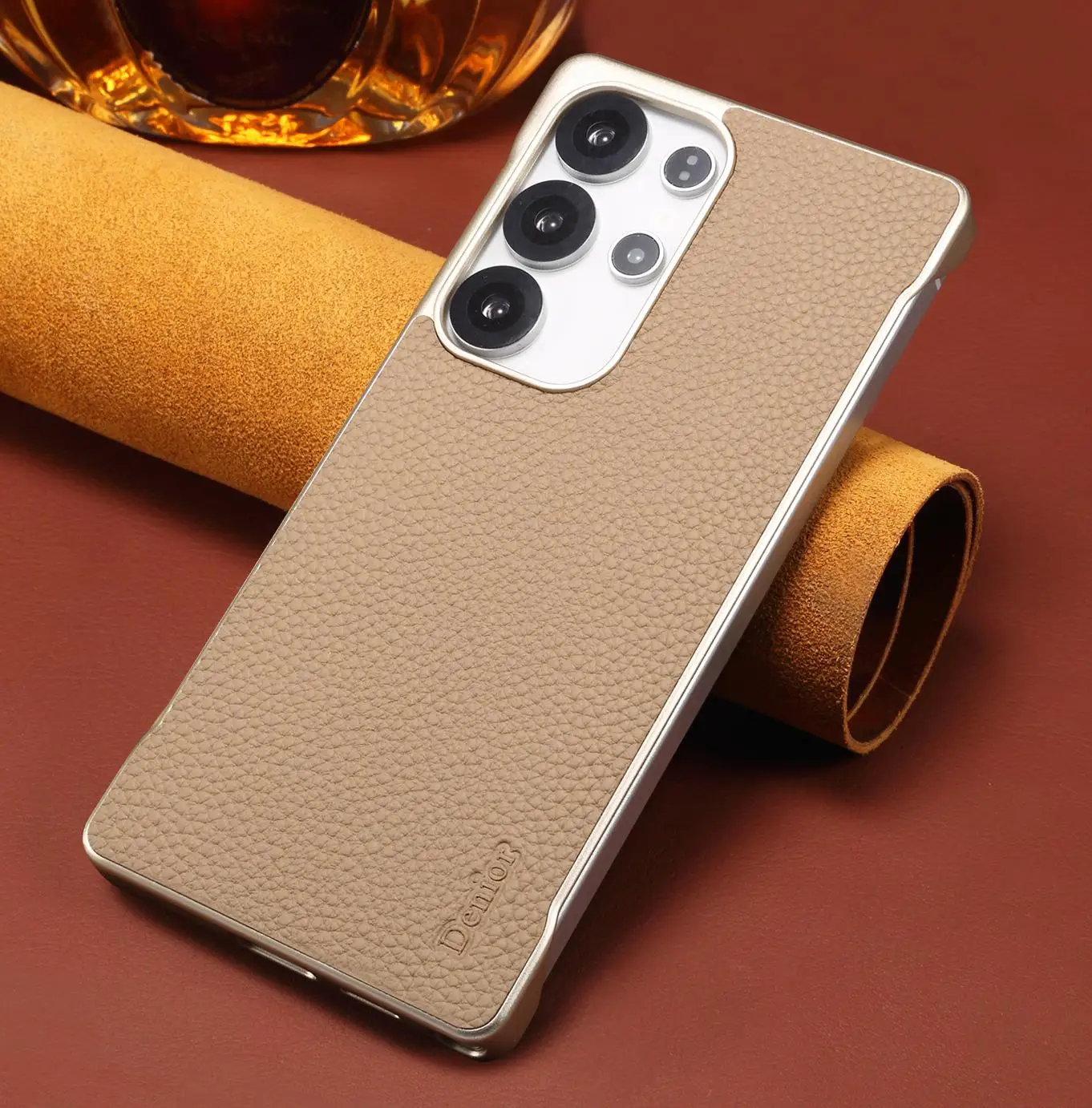 MagSafe Wireless Charging Magnetic Case Suitable for Samsung Galaxy S25Ultra,Genuine Leather lychee pattern Anti-drop phone case
