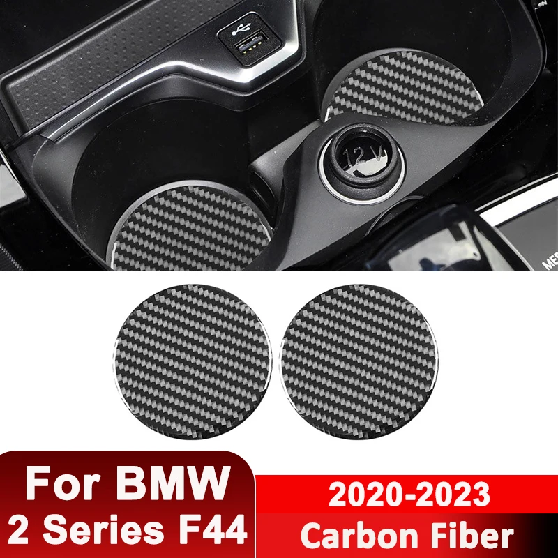 

For BMW 2 Series F44 2020-2023 Carbon Fiber Car Water Cup Holder Coasters Decorative Sticker Auto Interior Accessories