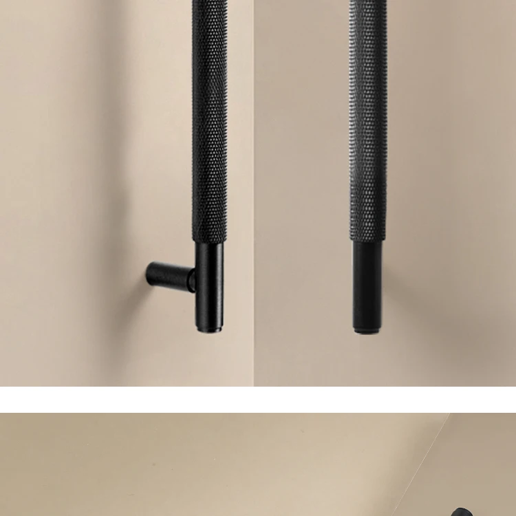 Dooroom Möbelgriffe aus massivem Messing, schwarzes Kreuz, Rändelung, Schrank, Kleiderschrank, Kommode, Schublade, Schrankknöpfe, Hardware – Detail 12