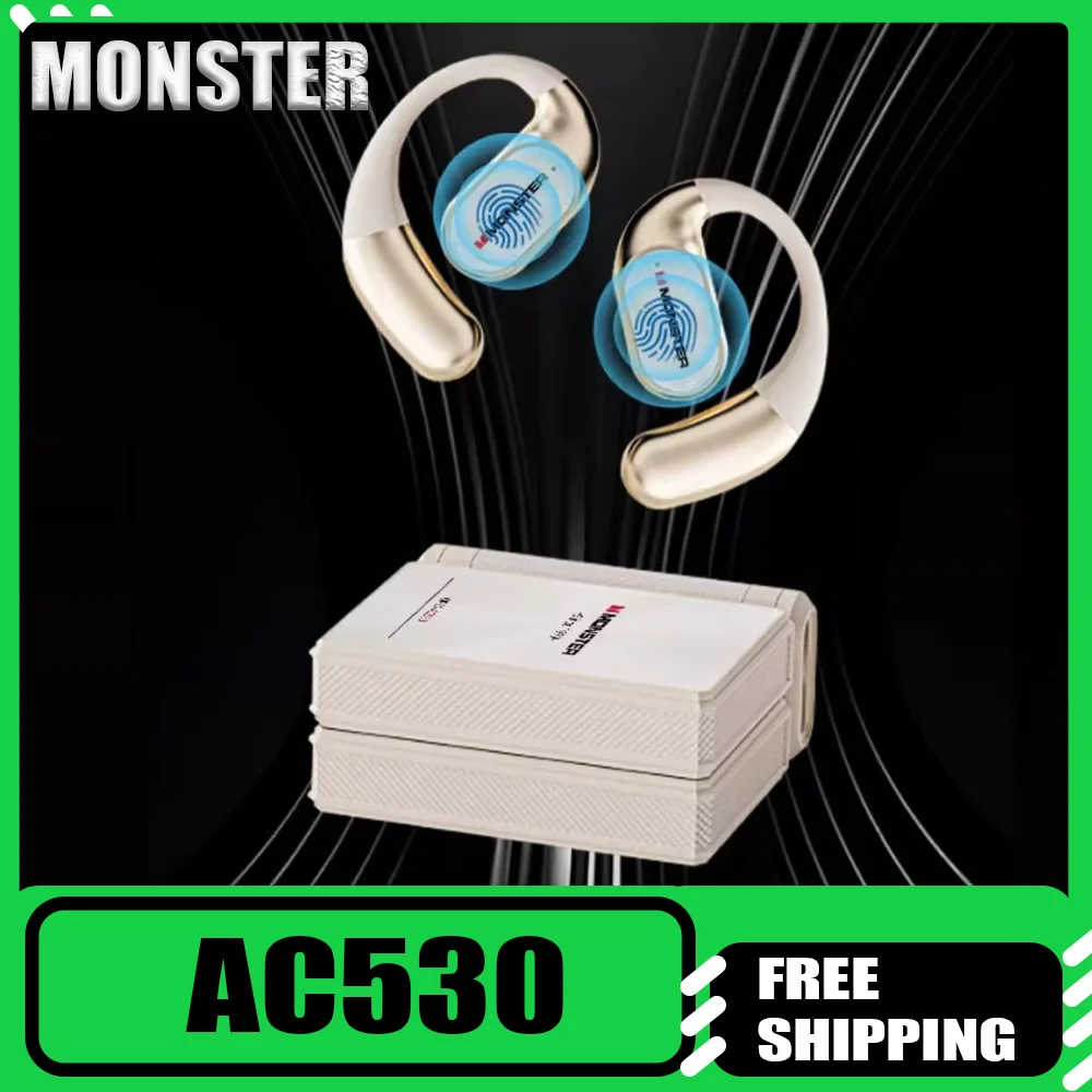 Earphone Bluetooth MONSTER AC530 Non-In-Ear Konduksi Tulang Nirkabel Olahraga Tahan Air Lipat Ganda Dapat Disesuaikan