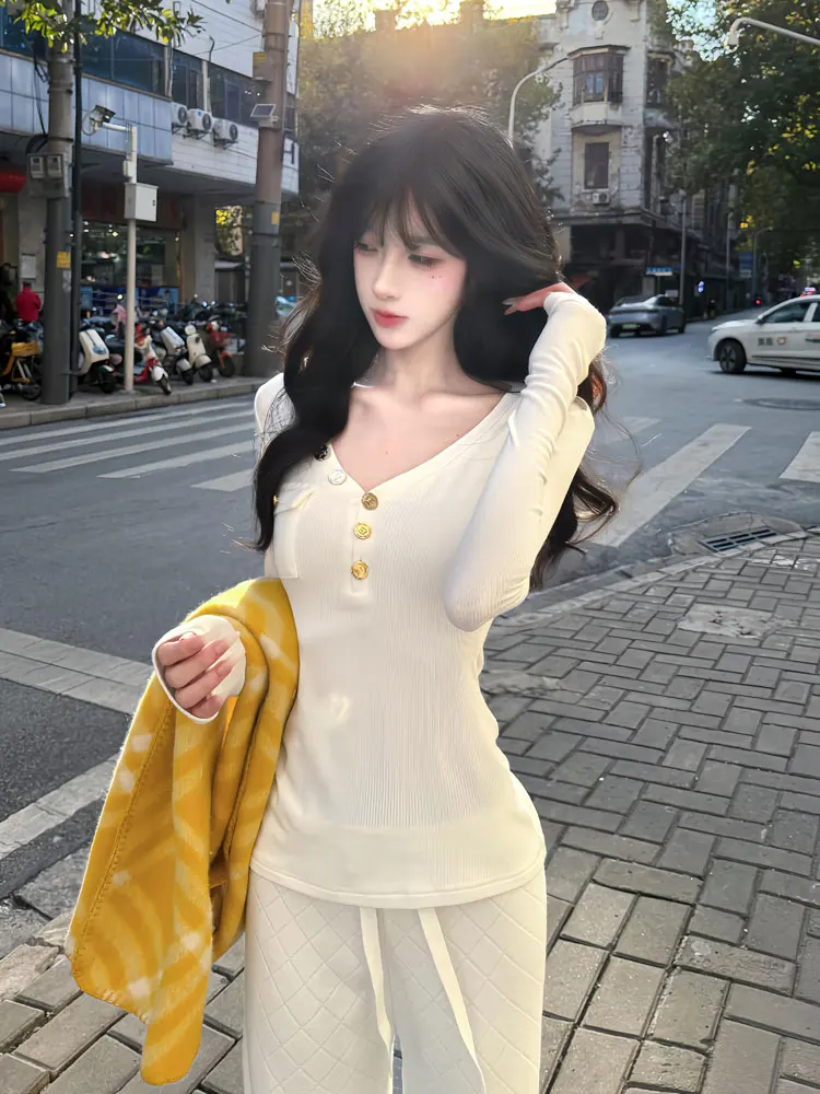 

Ele V-Ne трикотажная утягивающая основа irt женская осень-зима Pure Desire Spicy белая внутренняя одежда топ с высокой талией длинный све