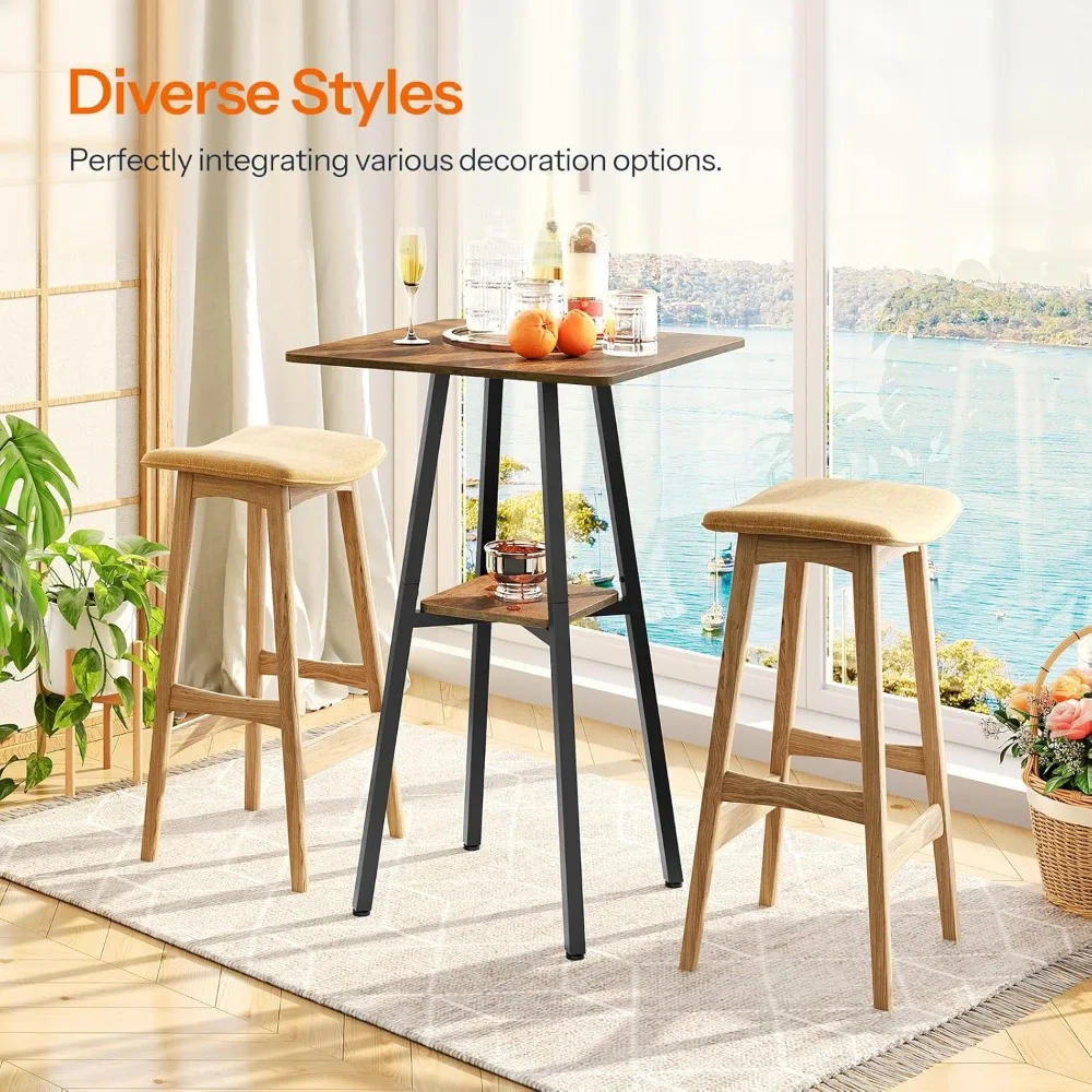 طاولة بار HOOBRO، طاولة حانة عالية الطبقتين، طاولة ارتفاع مضادة مع مساحة تخزين، طاولة طعام صغيرة للمطبخ، طاولة بار عالية 36.6 #4