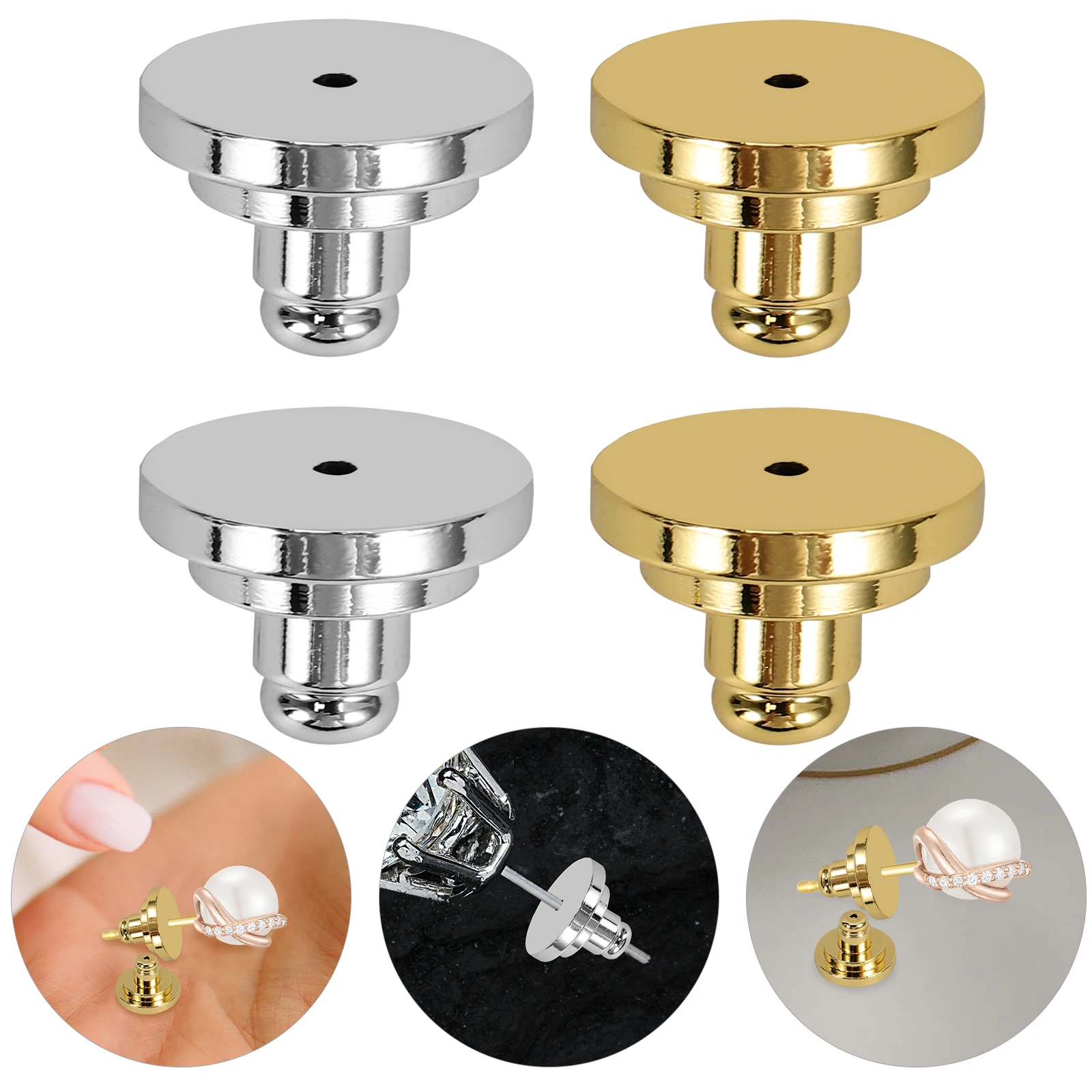 

Elegant Brass Electroplated Earring Backs For Chic Locking Earring Support Small Jewelry Accessories