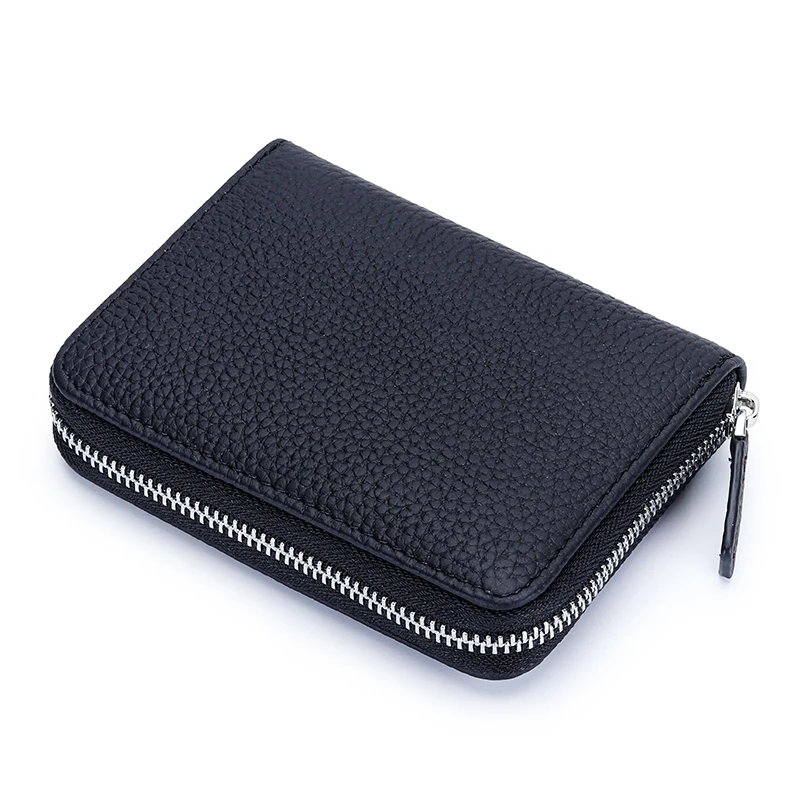 Genuine Leather Card Wallets Men Simple Business Card Holders Large Capacity Change Organizer Women Cowhide Card Case Coin Purse