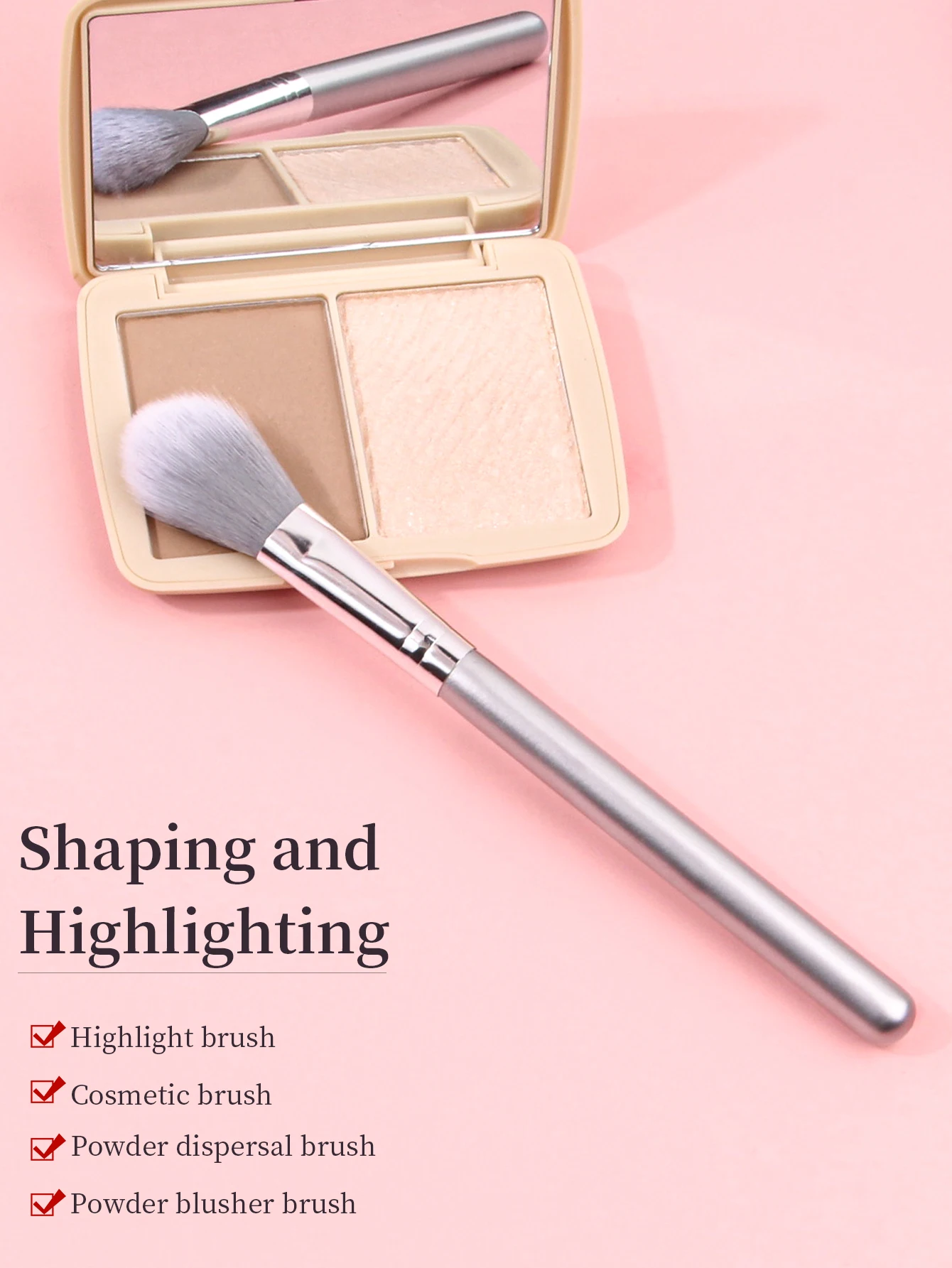 1PCS Soft Hair Blush Highlighter Brush Suitable for Home or Travel to Use Portable Makeup Brush