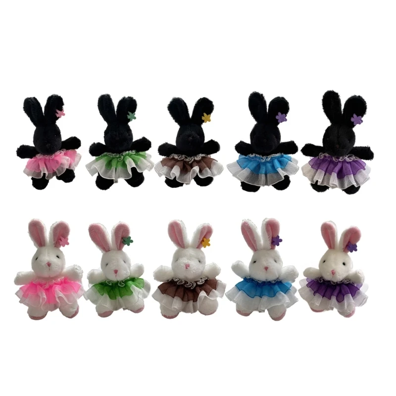 Y1UB Lovely Rabbits Toy Keychain Soft Plush Pendant Key Chain Cartoon Animal Shaped Keyrings Ornament Stylish Bag Charm