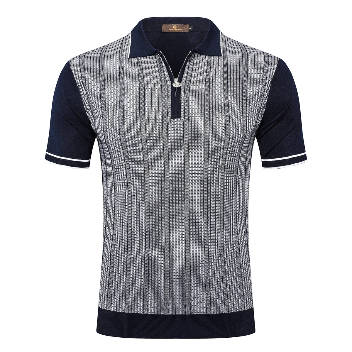 BILLIONAIRE BLSK CPRT polo shirt silk men 2025 summer New stripe embroidery elastic zipper comfort breathable big M-5XL T-Shirt
