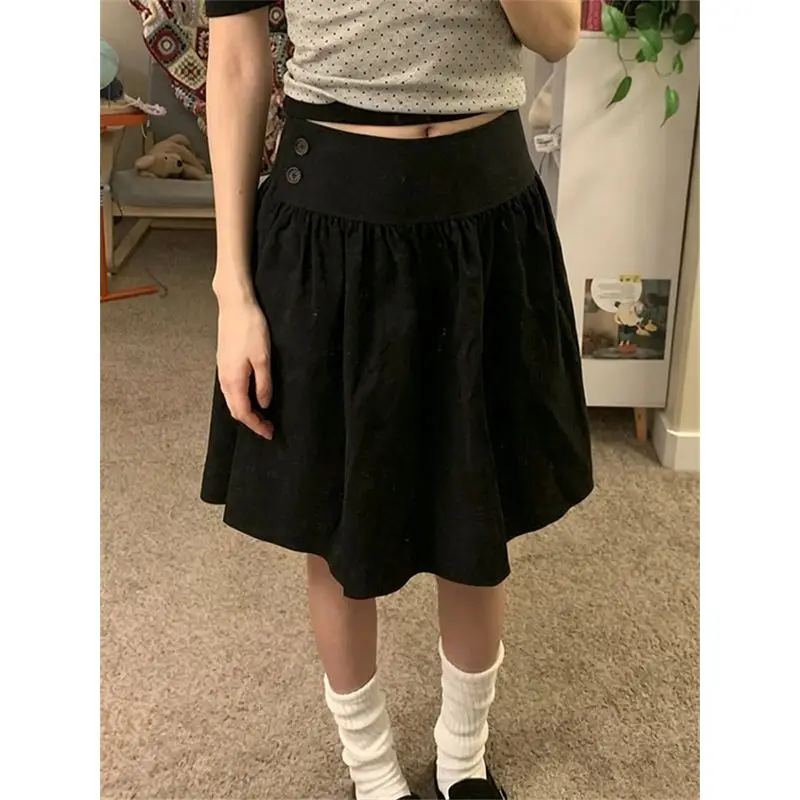 Versatile High Waist Pleated Flower Bud Half Skirt A-Line Midi Skirt Women's Business Casual City Commute Party Skirt