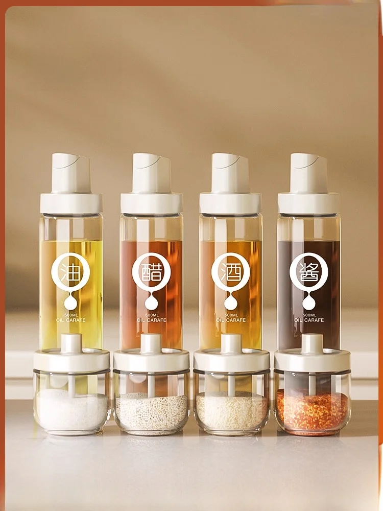

Leakproof Glass Oil Bottle Kitchen Home Use Seasoning Jar Auatic Opening And Closing Sauce Vinegar Condiment Bottle
