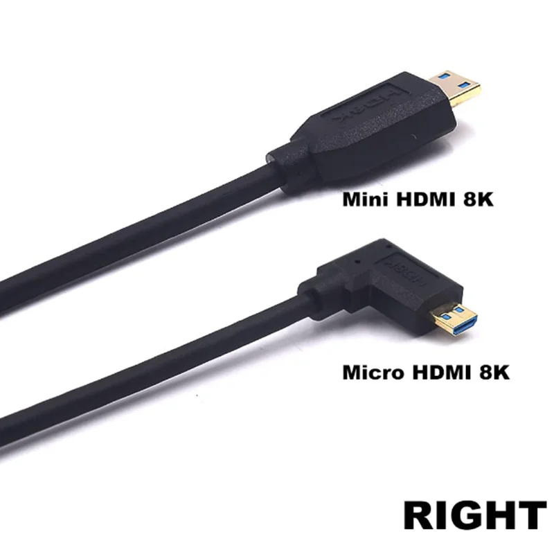 With Mini HDMI - compatible male  C-D Adapter Cable 0.3m UP Down Left Right OD4.0mm 2.1V 8k@60hz Micro HDMI - compatible