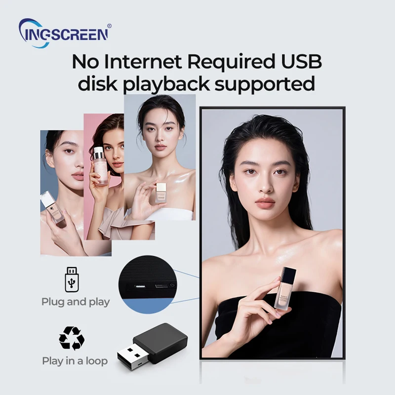 High Brightness 43 55 Inch Wall Mounted LCD Monitor 1080P Digital Signage Android OS Advertising Screen for Indoor Mall Shop