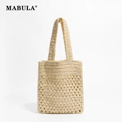 MABULA bolso de playa para mujer, tejido de paja bolso de hombro hecho a mano, respetuoso con el medio ambiente, bolso de mano de gran capacidad para el trabajo, Color sólido