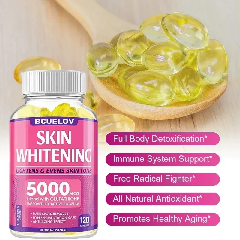 Skin Whitening Capsules - Glutathione Supplements - Smooth Skin, Anti-Aging, Antioxidant, Immunity