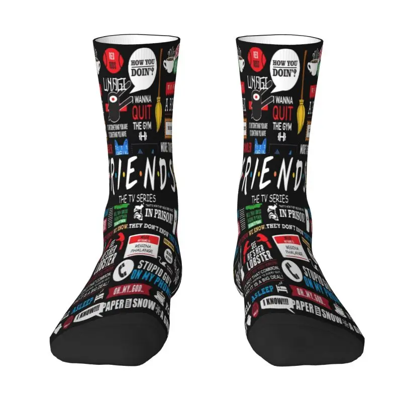 

Funny TV Show Friends Collage Mens Crew Socks Unisex Funny 3D Printing Dress Socks
