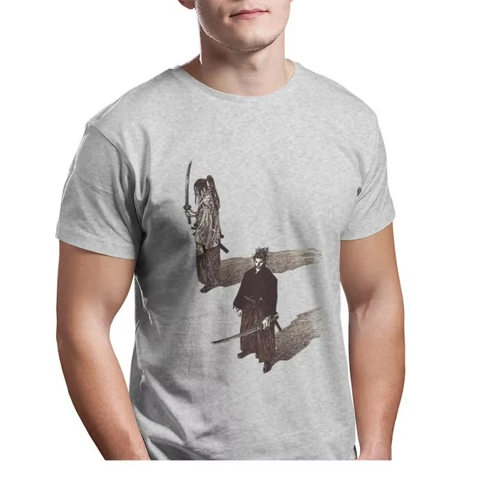 Vagabond Miyamoto Musashi Sasaki Kojiro Manga Newest Tshirt For Men Samurais Cotton T Shirt Youthful Vintage Washed Short Sleeve
