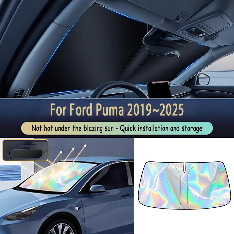 

Auto Parts For Ford Puma 2019~2025 2024 2023 Car Front Window Sun Visor Blocks UV Refletive Parasol Sunshade Protector Cover