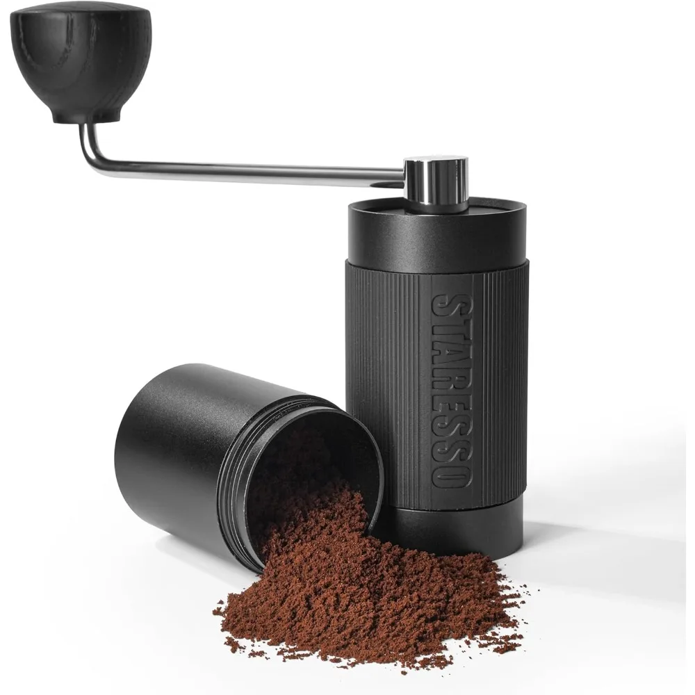 

Portable Coffee Grinder STARESSO D6 Plus: Adjustable Numerical Settings, Stainless Steel Conical Burrs for Consistent Grind