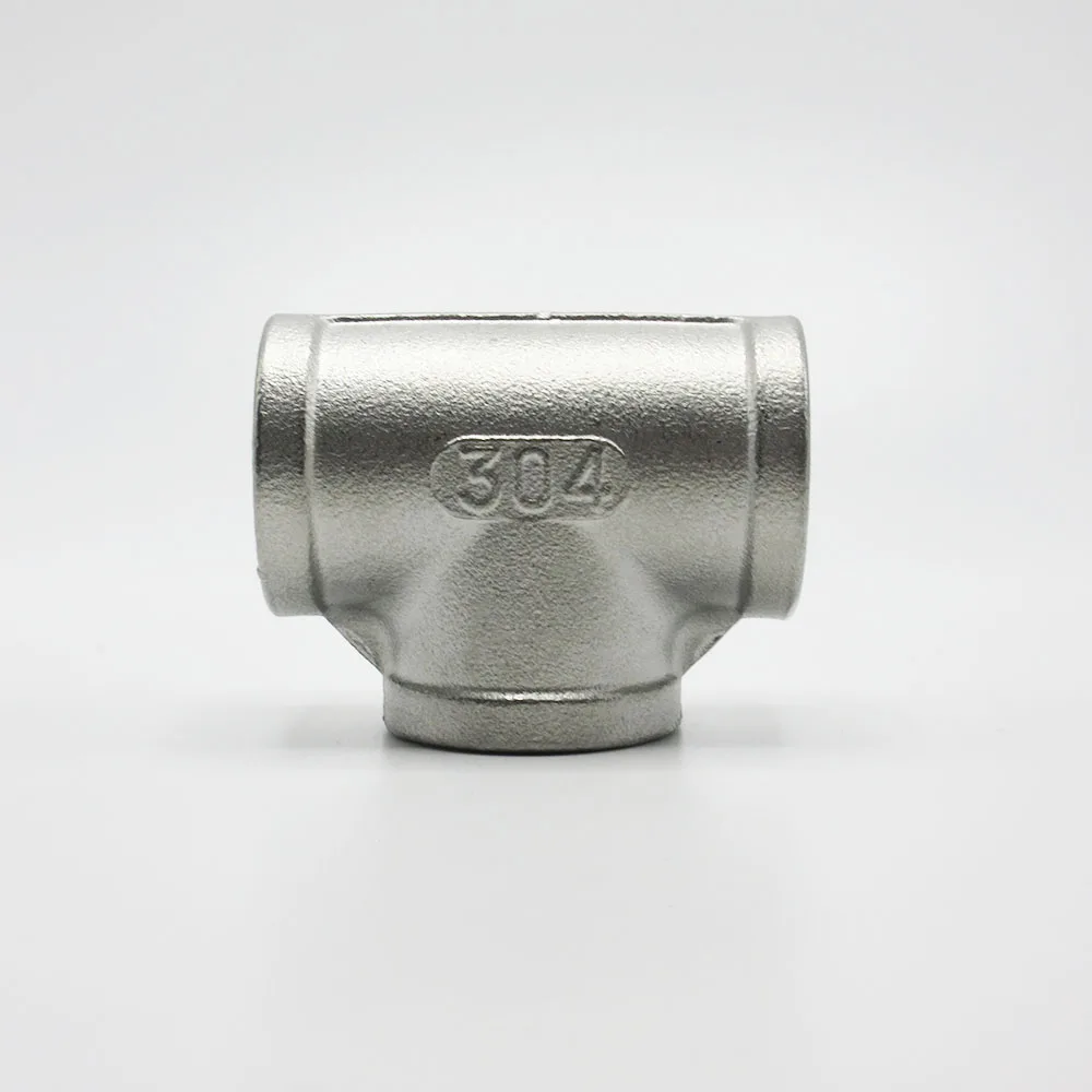 BSP Thread 304 Stainless Steel Female Male Thread 3 Way Tee Pipe Fitting 1/4" 3/8" 1/2" 3/4" 1" 1-1/4" 1-1/2" 2"