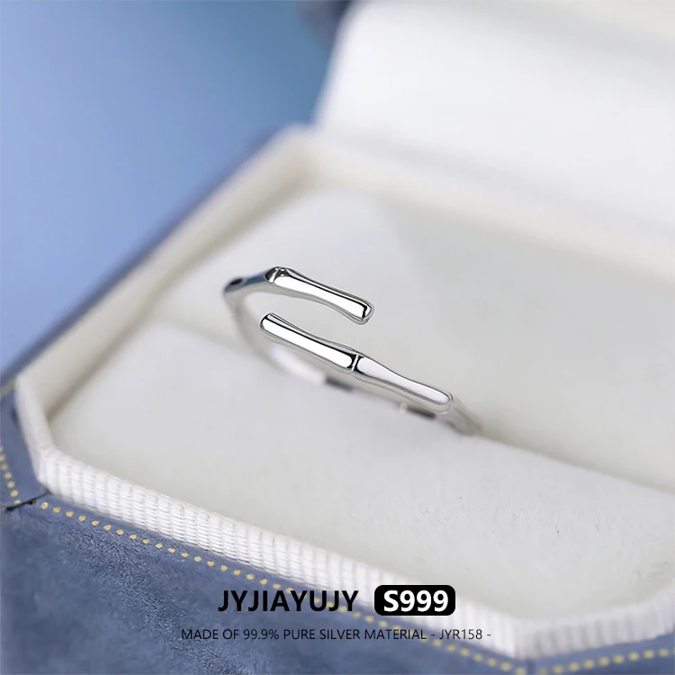 

JYJIAYUJY 100% Whole Original Pure Silver S999 Adjustable Ring In Stock Bamboo Fashion Jewelry Gift Daily JYR158