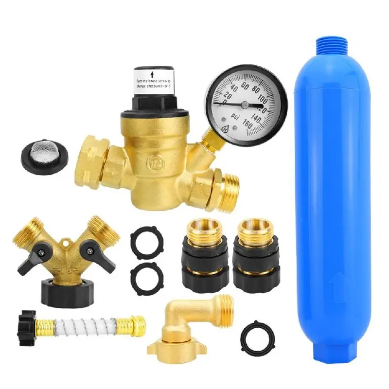 [AC77 Top !! ] RV For Outdoor Water Supply System Water Pressure Regulator Kit-Water Pressure Reducing Valve With Gauge And