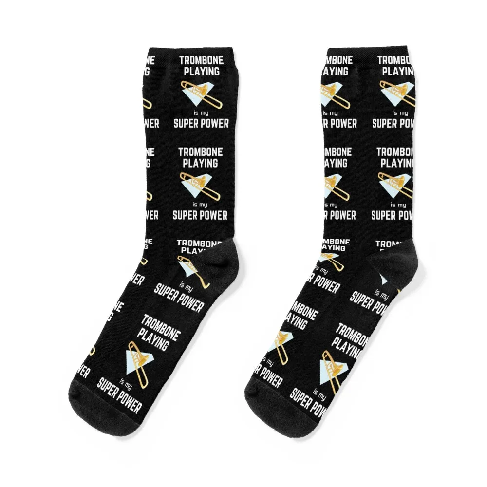

trombone trombone playing is my superpower Socks essential Men's floral FASHION Socks Women's Men's