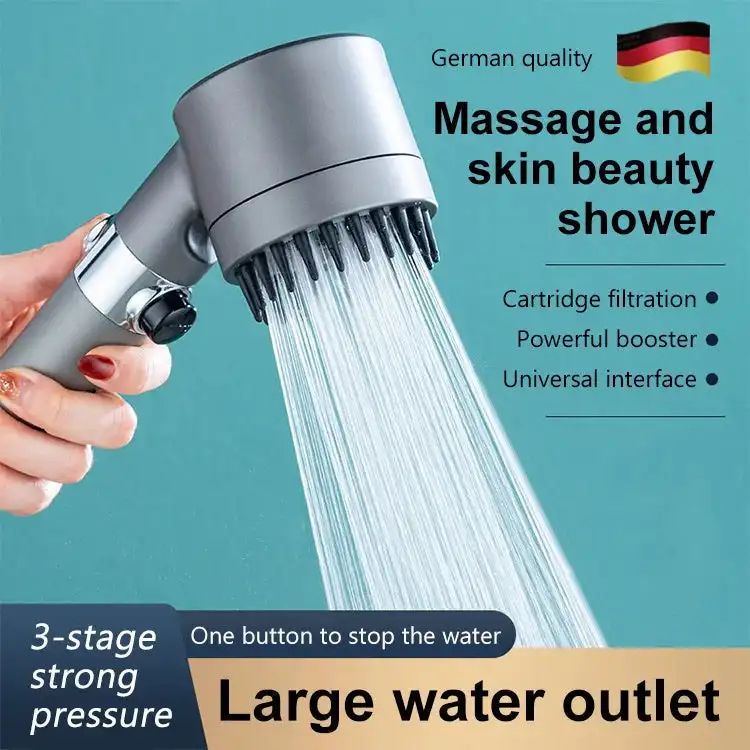 Massage And Skin Beauty Multifunctional Shower Head 3mode High Pressure Water Saving Rainfall Showerhead Bathroom Accessories