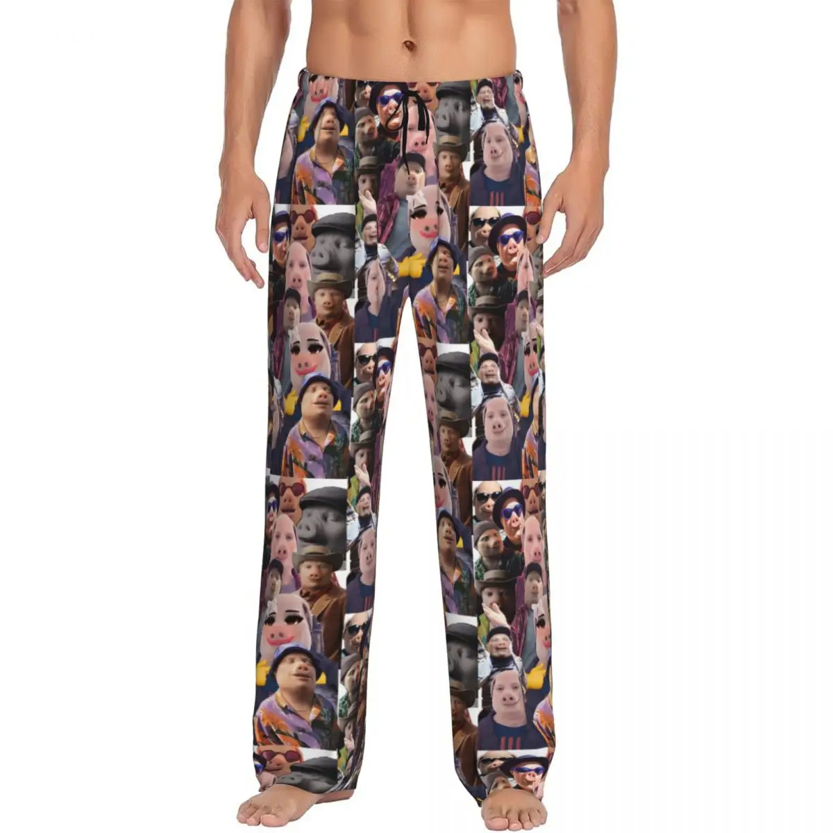 مطبوعة حسب الطلب جون بورك تدعو بنطال بيجامة للرجال ملابس نوم مضحكة على شكل خنزير مع جيوب