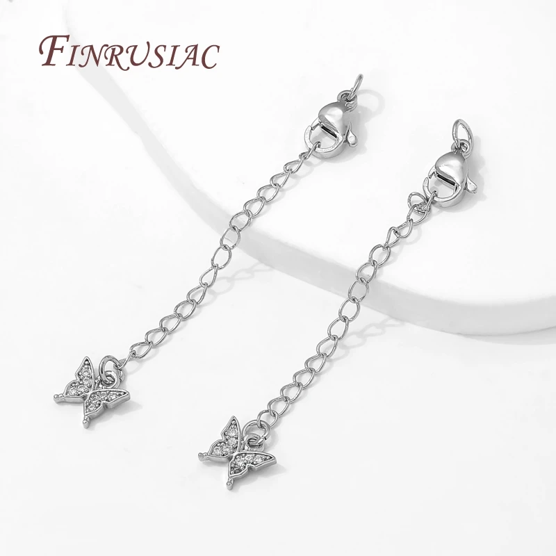 Rhodium Plated Vlinder Verlengkettingen met Kreeft Sluitingen Connector Voor Sieraden Maken DIY Armbanden/Ketting Chain Extender