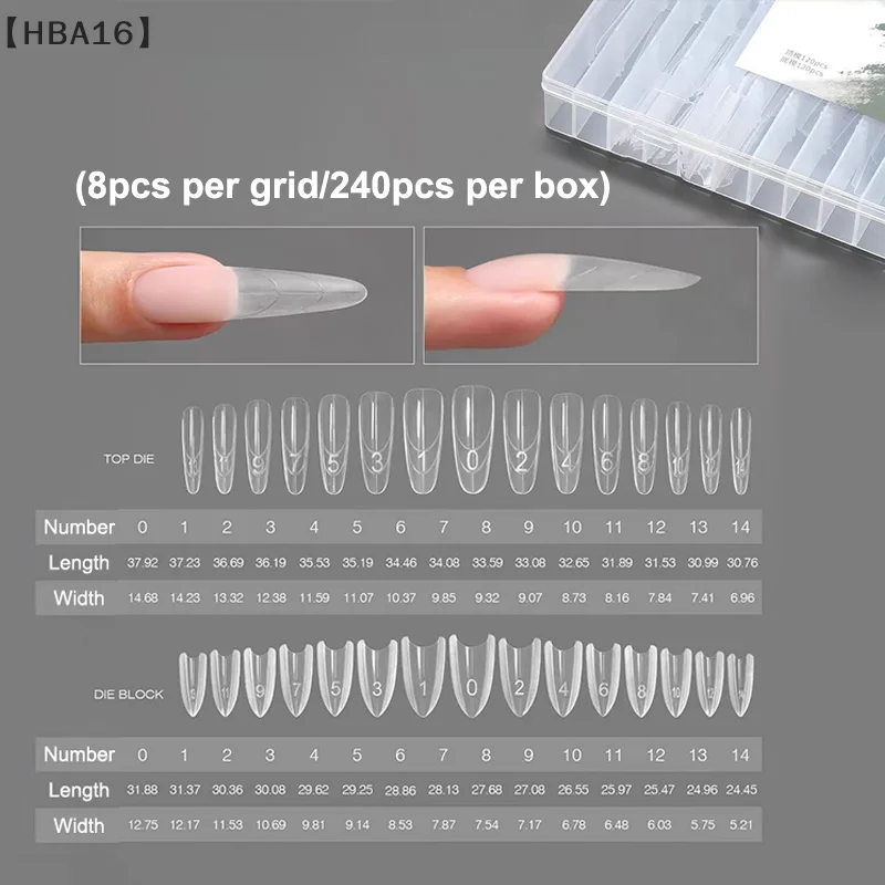 

〔HBA16〕240Pcs/Box Sandwich Dual Nail Forms Extensions Dual Forms Coffin Almond Nail Forms Rapid Extension Top Mold Bottom Mold