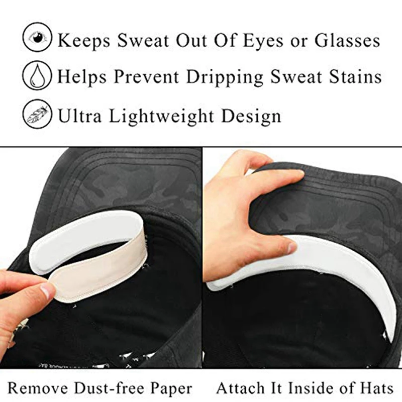 150Pcs Golf Hat Liner Cap Protection Insert Headband Sweatband Disposable Hat Liner Moisture Absorbing Sweat Pads