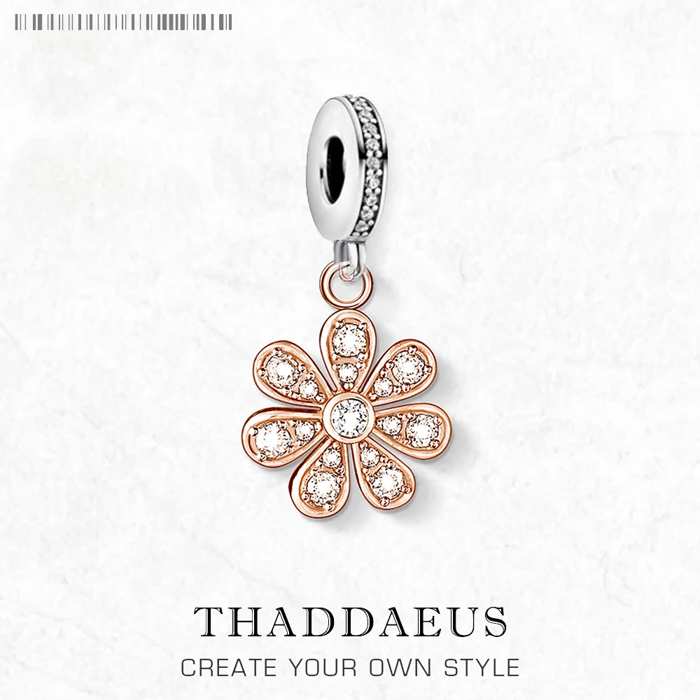 

Rose Gold Petals Flower 925 Sterling Silver Charms For Women New DIY Accessories Romantic Fashion Jewelry