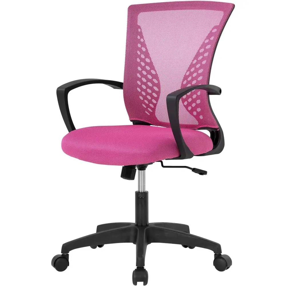 

Home Oice Chair Back PC Swivel Lumbar Support Adjustable Desk Task Computer Ergonomic Comortable Mesh Chair with Armrest (Pink)
