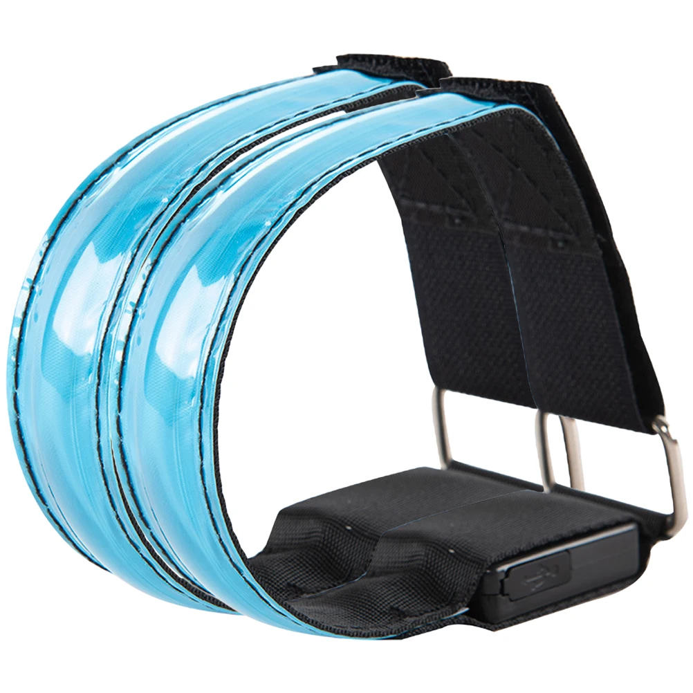 

2Pcs Glowing Armbands High-Grade Reusable LED Arm Straps for Running Cycling Night Outdoor Activities Wear-Resist Safety