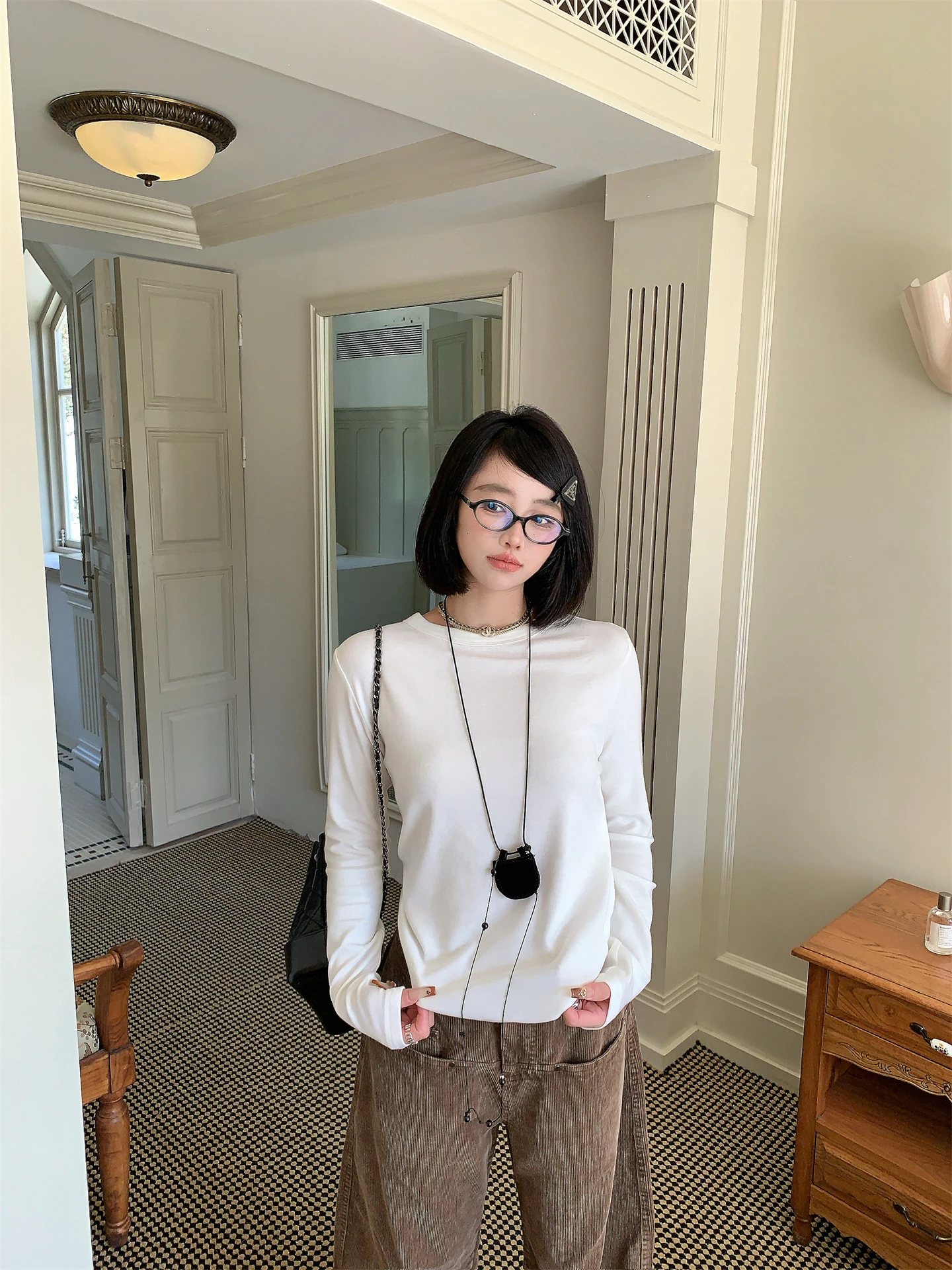 

Slimming Effect Long Sve round Ne T-irt Women's Floing Inner Wear Base Outerwear Cotton Casual Sle Commute Suitable