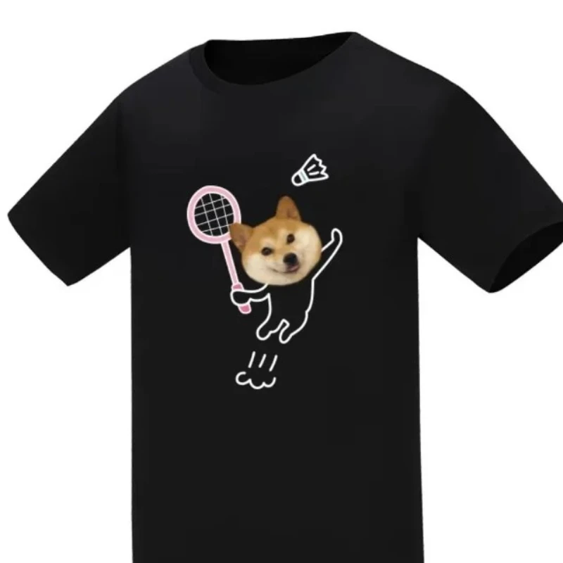 Summer new puppy kitten badminton suit men's printed sports short-sleeved T-shirt new exotic T-shirt casual cartoon top