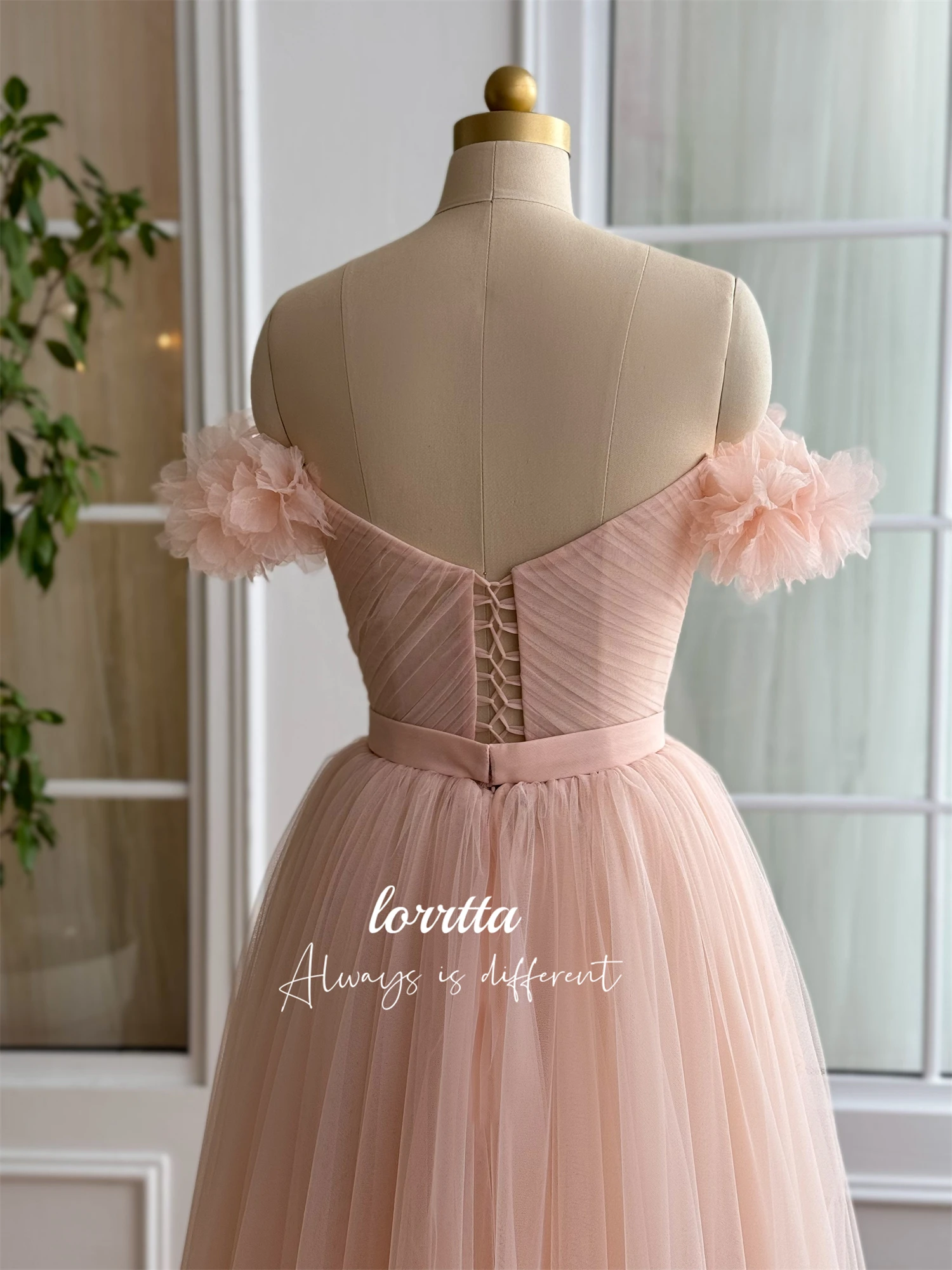 Lorrtta-Robe de Gala Rose à Fleurs pour Femme, Longueur Moyenne, Ligne A, Dégradé, Tenue de Soirée Élégante, Personnalisée