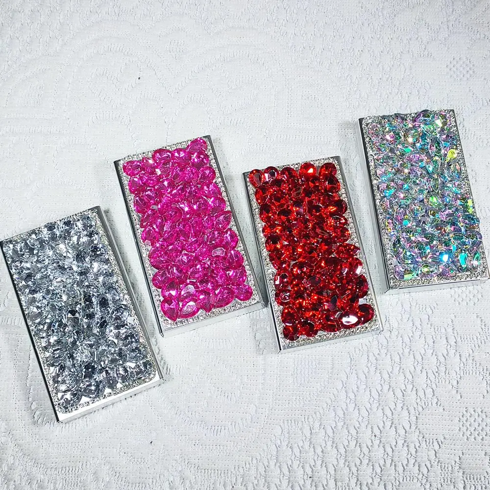 

Flip-Top Slim Cigarette Case with Full Drill Decorations Women's Slim Cigarette Case Gorgeous Cigarette Case