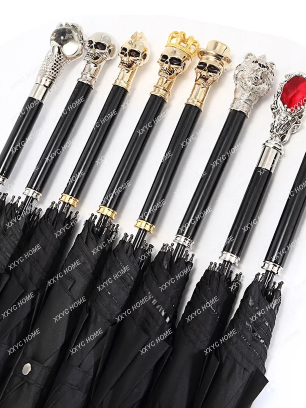 

Skeleton fully automatic high-end long handle personalized trend straight umbrella dual-use