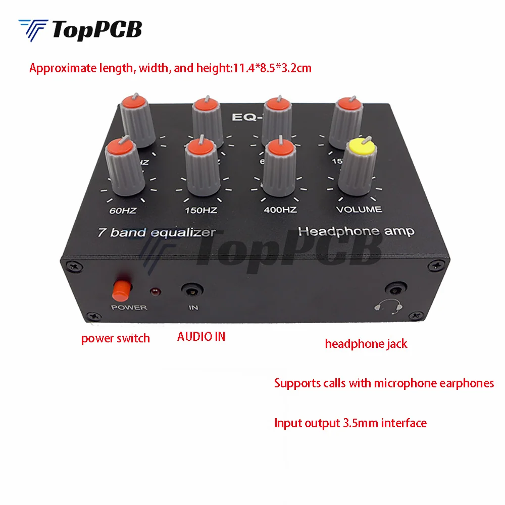 Audio EQ-7 Audio Signal Preamplifier 7 Band Equalizer Adjust High School Bass Sound Phone Computer Headphone Amplifier