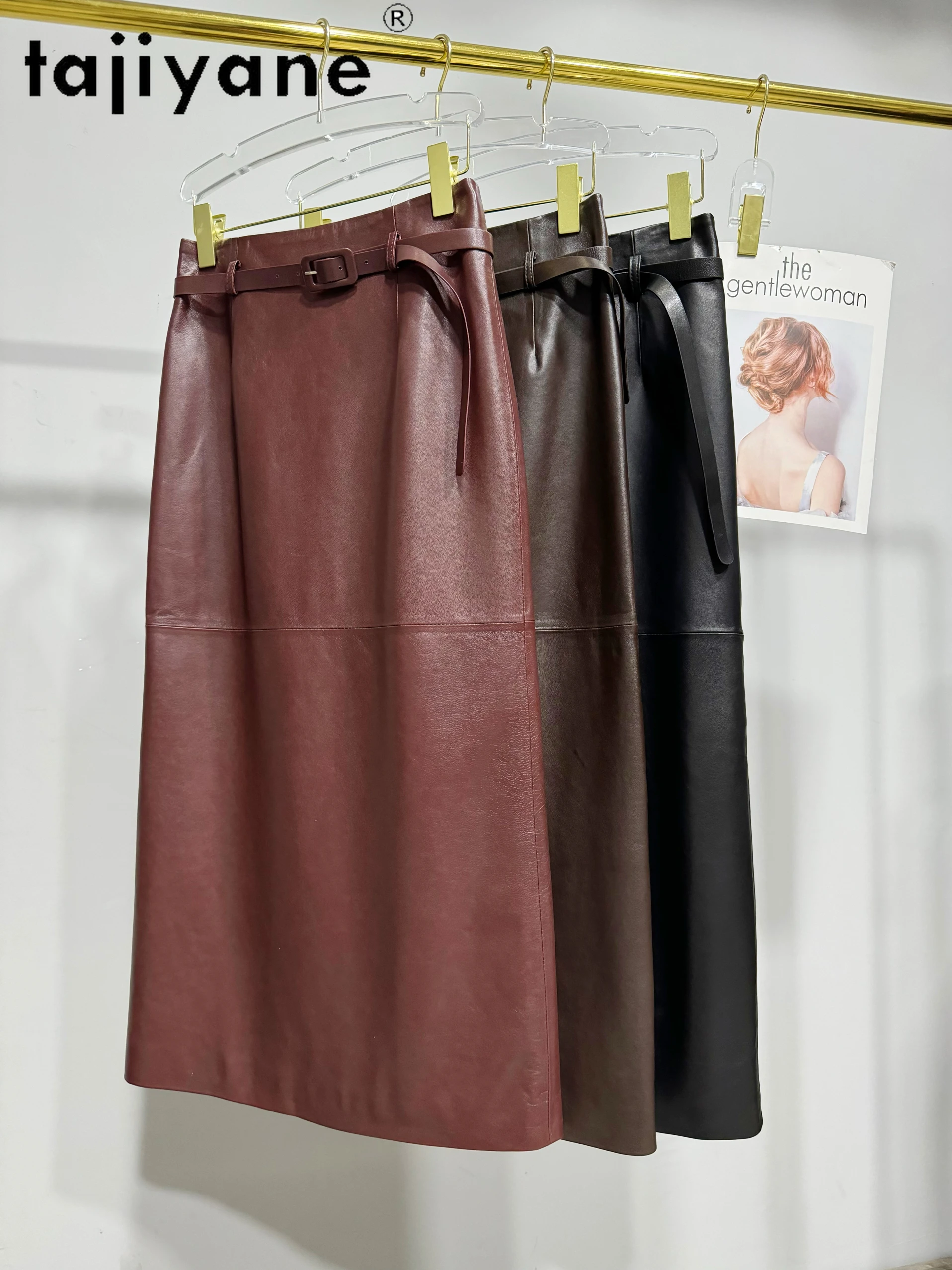 KMETRAM 100% Top-grain Sheepskin Skirts for Woman High Quality Genuine Leather Long Skirt Women Fall Clothes 2025 юбка шорты