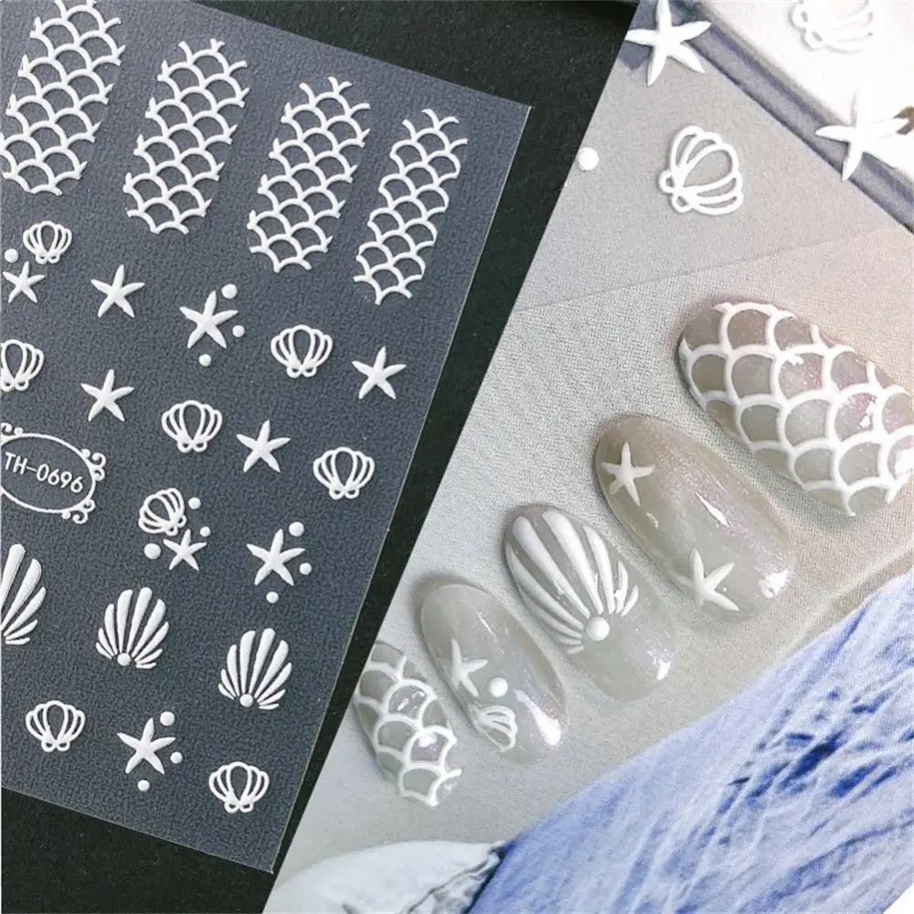 Shell Relief Fashionable Realistic 3d Effect Long-lasting Easy To Use Nail Salon Trendy Nail Stickers For 2022 Nail Art