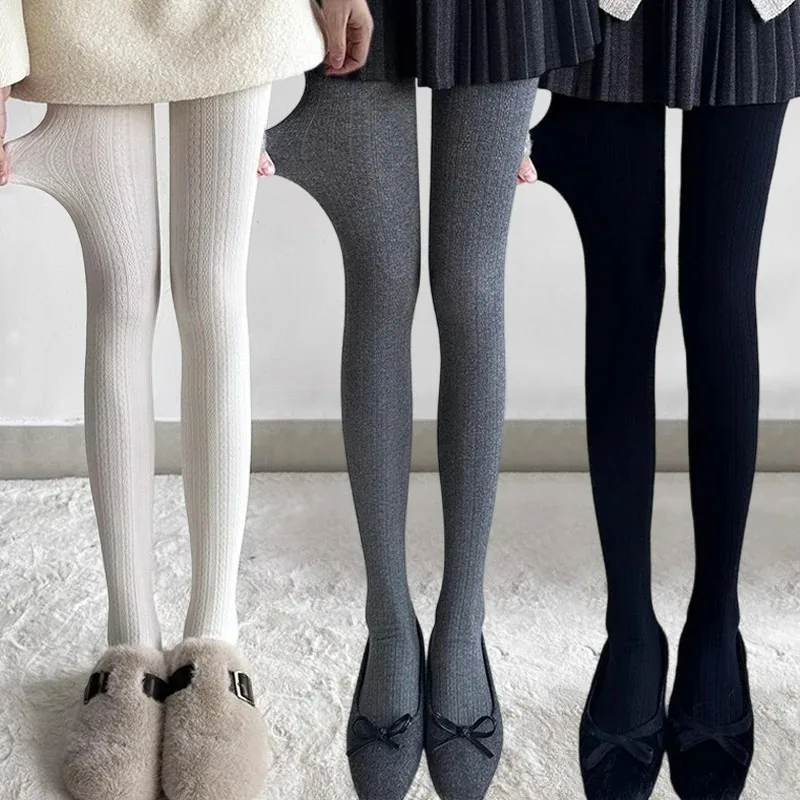 

Fashion Twists Pattern Pantyhose Women Autumn Winter Knitted Slim Tights Vintage High Elestic Waist Stockings Y2K Korean Tights
