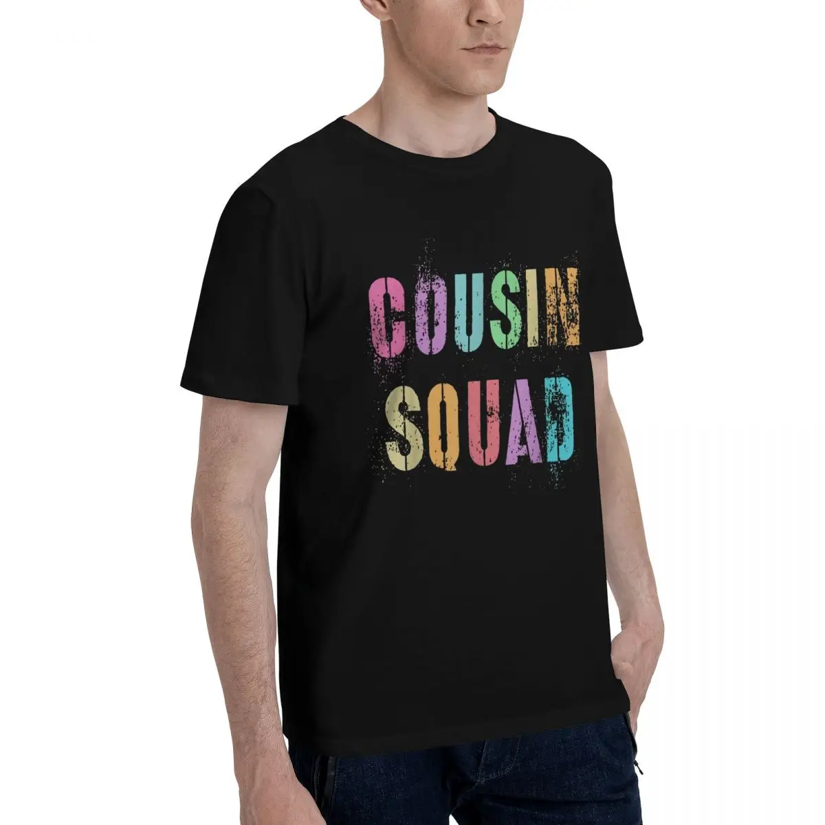 Cousin Squad Colorful Text Sports T-shirts High grade Activity competition Kemp Vintage Eur Size