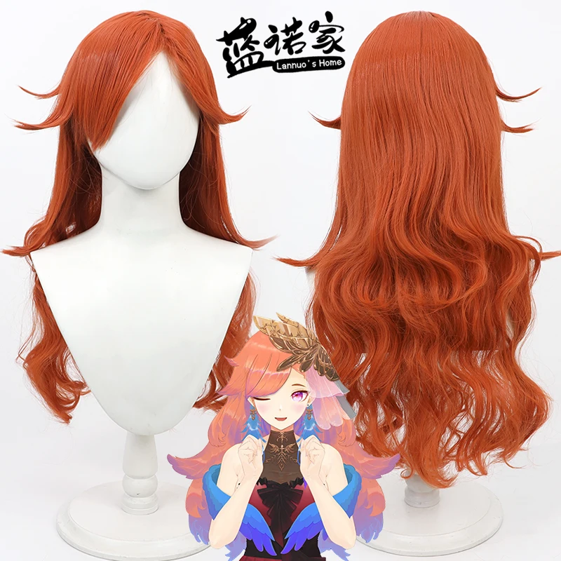 Virtual YouTube Vtuber Takanashi Kiara Cosplay Wig Halloween Carnival Party Props Synthetic Hair Heat Resistant Fiber + Wig Cap
