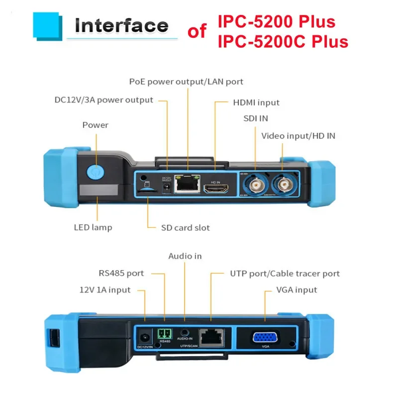 Imagem -06 - Tester Câmera com Tela Sensível ao Toque Cctv Ipc5200c 8mp Ahd Cvi Tvi Sdi 4k 12mp ip Tester Câmera 5.4 Hdmi Vga Cabo Tracer ip