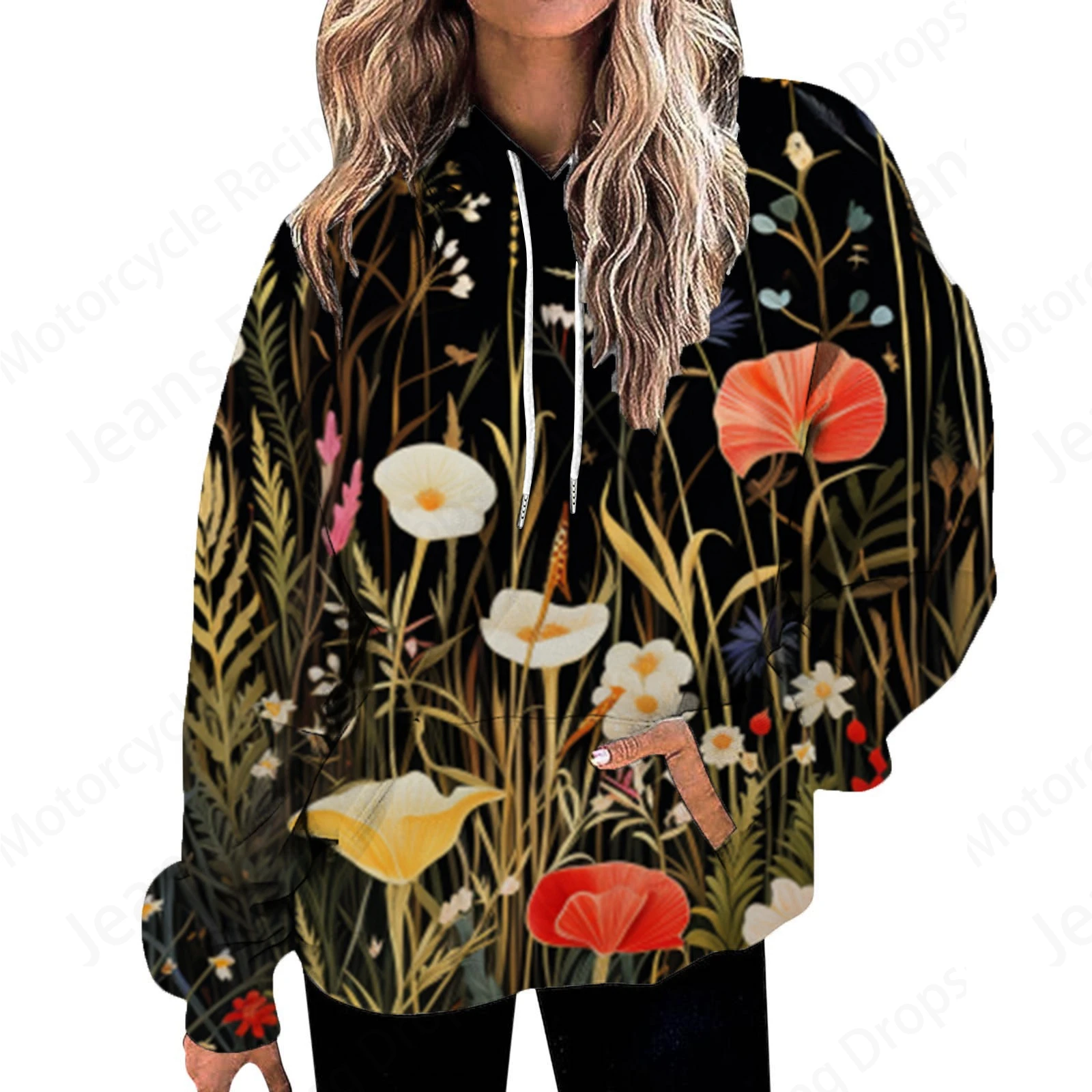 Floral Plant 3d Print Hoodie Women Fashion Oversize Hoodies Women Sweats Butterfly Coat Sweatshirt With Pocket Pullover Sudadera