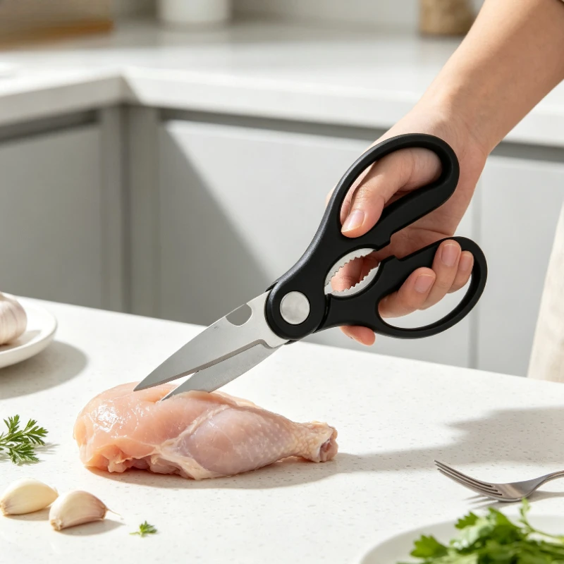ABS Comfort Handle Household Shear 2CR13 Stainless Steel Blade Clipper White Kitchen Scissors Accessories With Beer Opener
