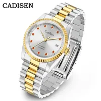 CADISEN Watch For Men Japan 8215 Movement Automatic Sapphire Mechanical Stainless Steel Luxury Golden Watch Relogio Masculino